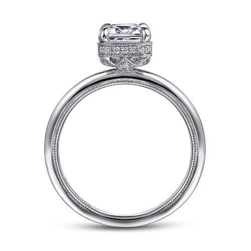 White Gold Emerald Cut Halo Diamond Engagement Ring l GABRIEL & CO.