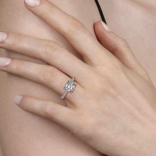 White Gold Round Diamond Engagement Ring l GABRIEL & CO.