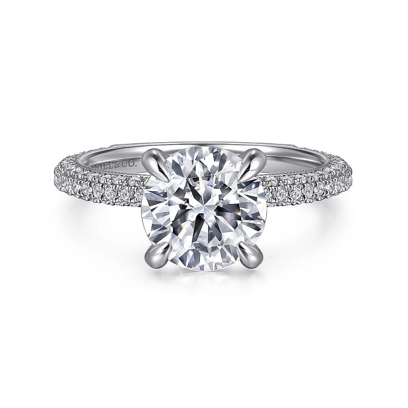 White Gold Round Diamond Engagement Ring l GABRIEL & CO.