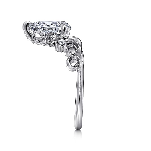 White Gold Pear Shape Chevron Engagement Ring l GABRIEL & CO.