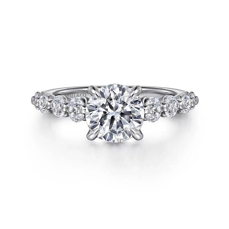 White Gold Round Diamond Engagement Ring l GABRIEL & CO.