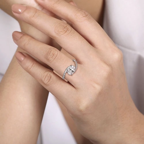 White Gold Bypass Oval Diamond Engagement Ring l GABRIEL & CO.