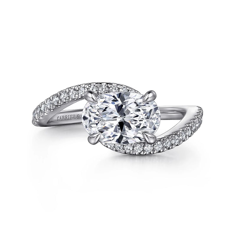 White Gold Bypass Oval Diamond Engagement Ring l GABRIEL & CO.