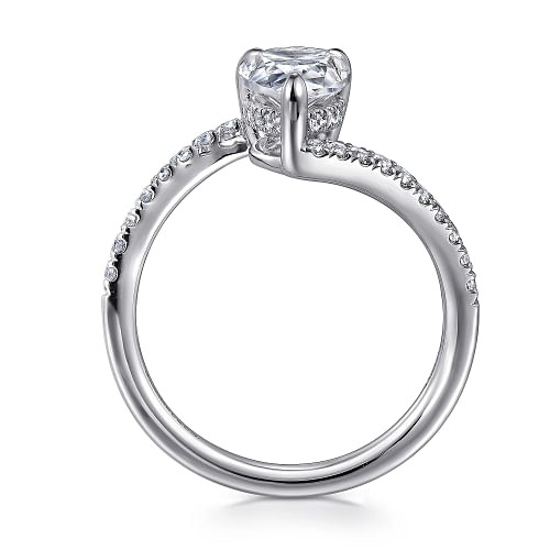 White Gold Pear Shape Hidden Halo Bypass Engagement Ring l GABRIEL & CO.