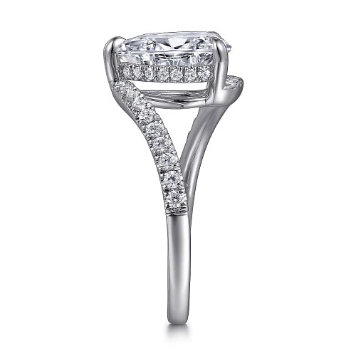 White Gold Pear Shape Hidden Halo Bypass Engagement Ring l GABRIEL & CO.