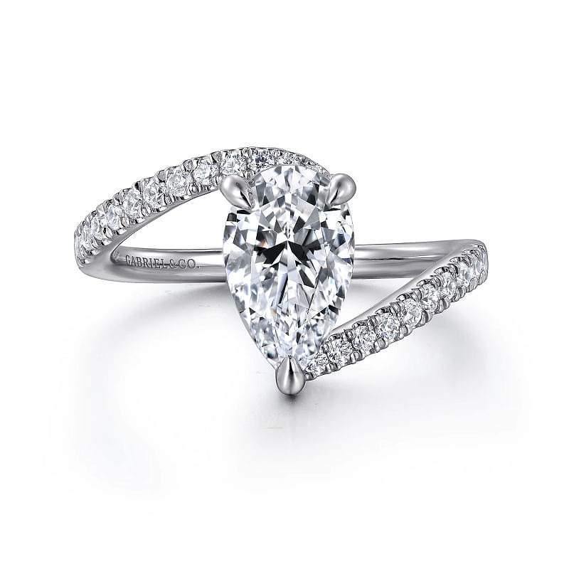 White Gold Pear Shape Hidden Halo Bypass Engagement Ring l GABRIEL & CO.