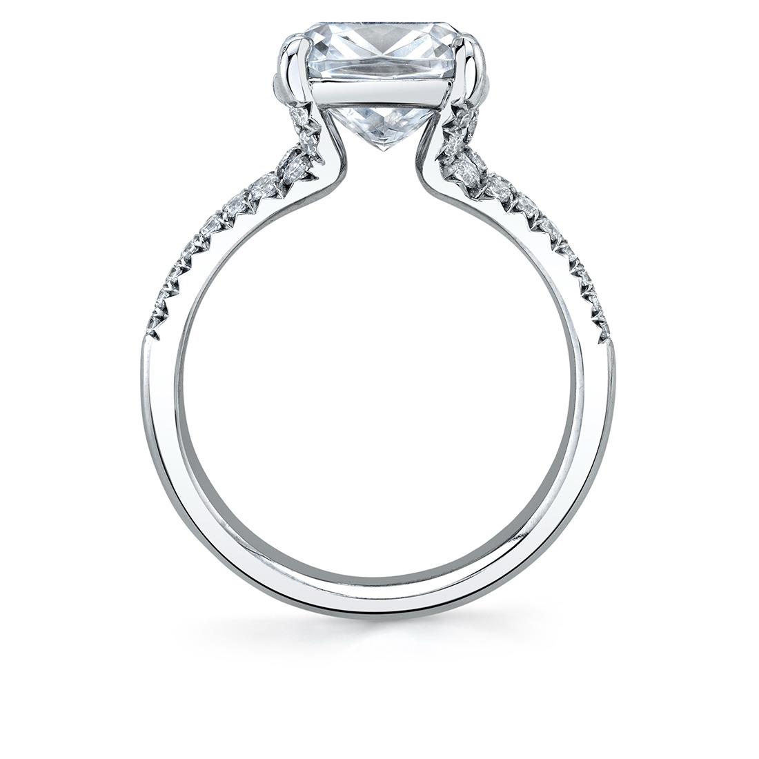 White Gold Cushion Cut Split Shank Engagement Ring l SYLVIE