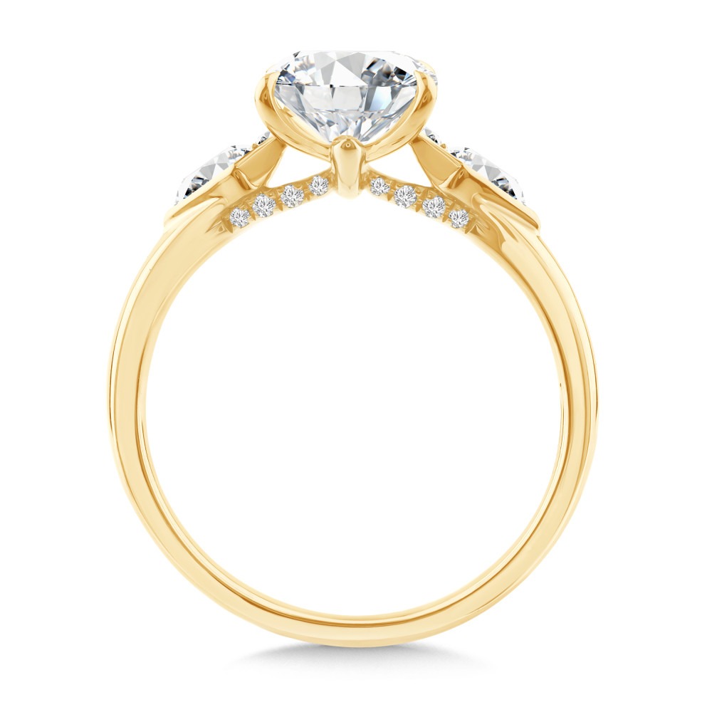 Yellow Gold Emerald-cut 2/5ctw Oval and Round Diamond Engagement Ring