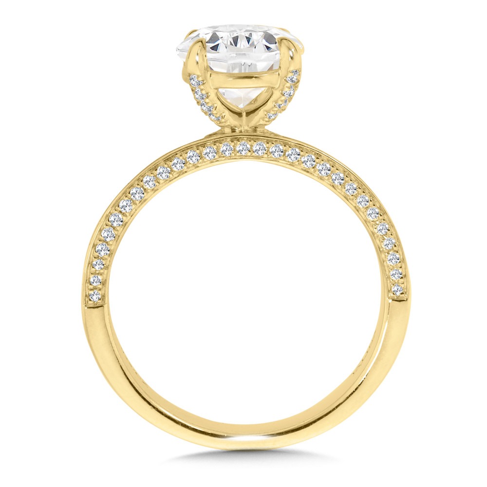 Yellow Gold 1/5ctw Diamond Wide Band Engagement Ring
