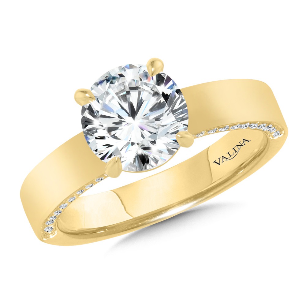 Yellow Gold 1/5ctw Diamond Wide Band Engagement Ring