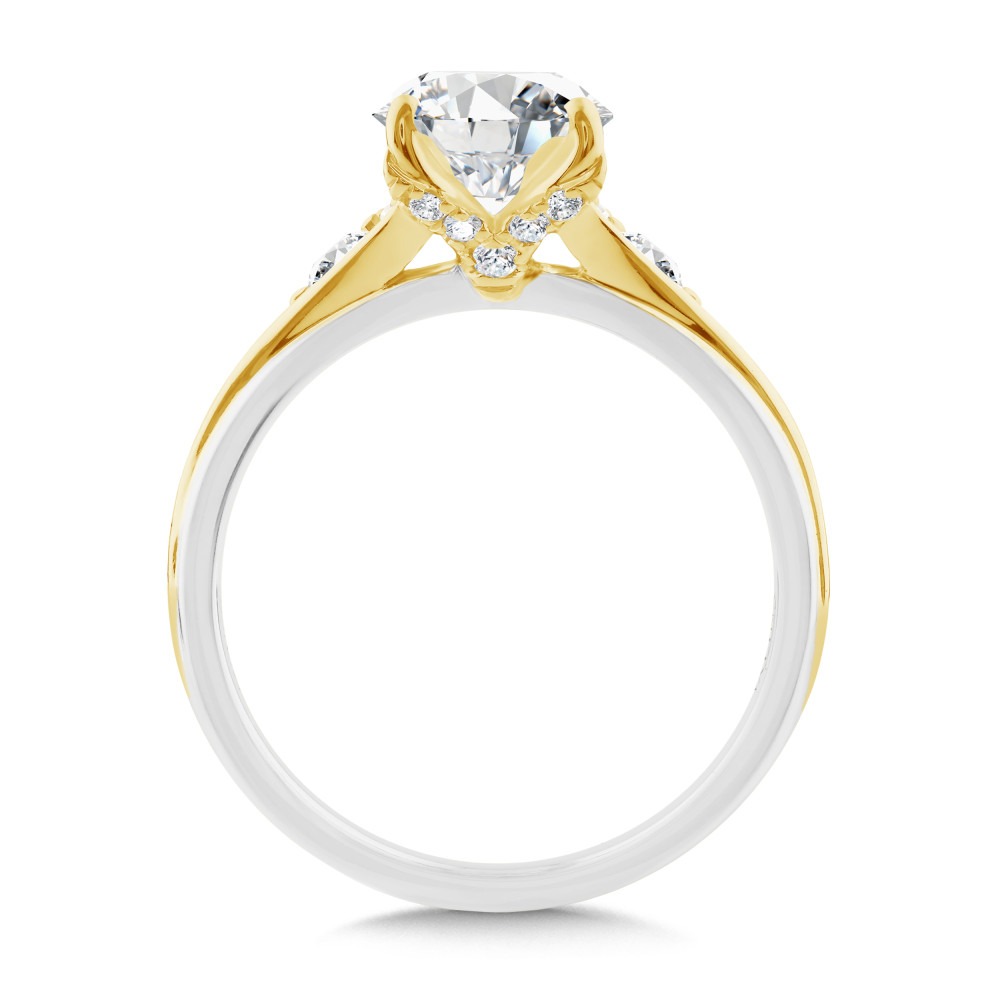 White and Yellow Gold Oval-cut 1/8ctw Diamond Engagement Ring