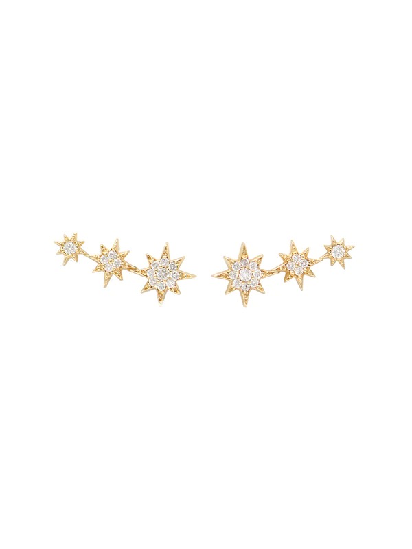 ANZIE Yellow Gold 1/5ctw Diamond North Star Trio Stud Earrings | Aztec