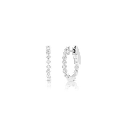 White Gold 1/2ctw Diamond Shared Single Prong Set Oval Inside Out Hoop Earrings