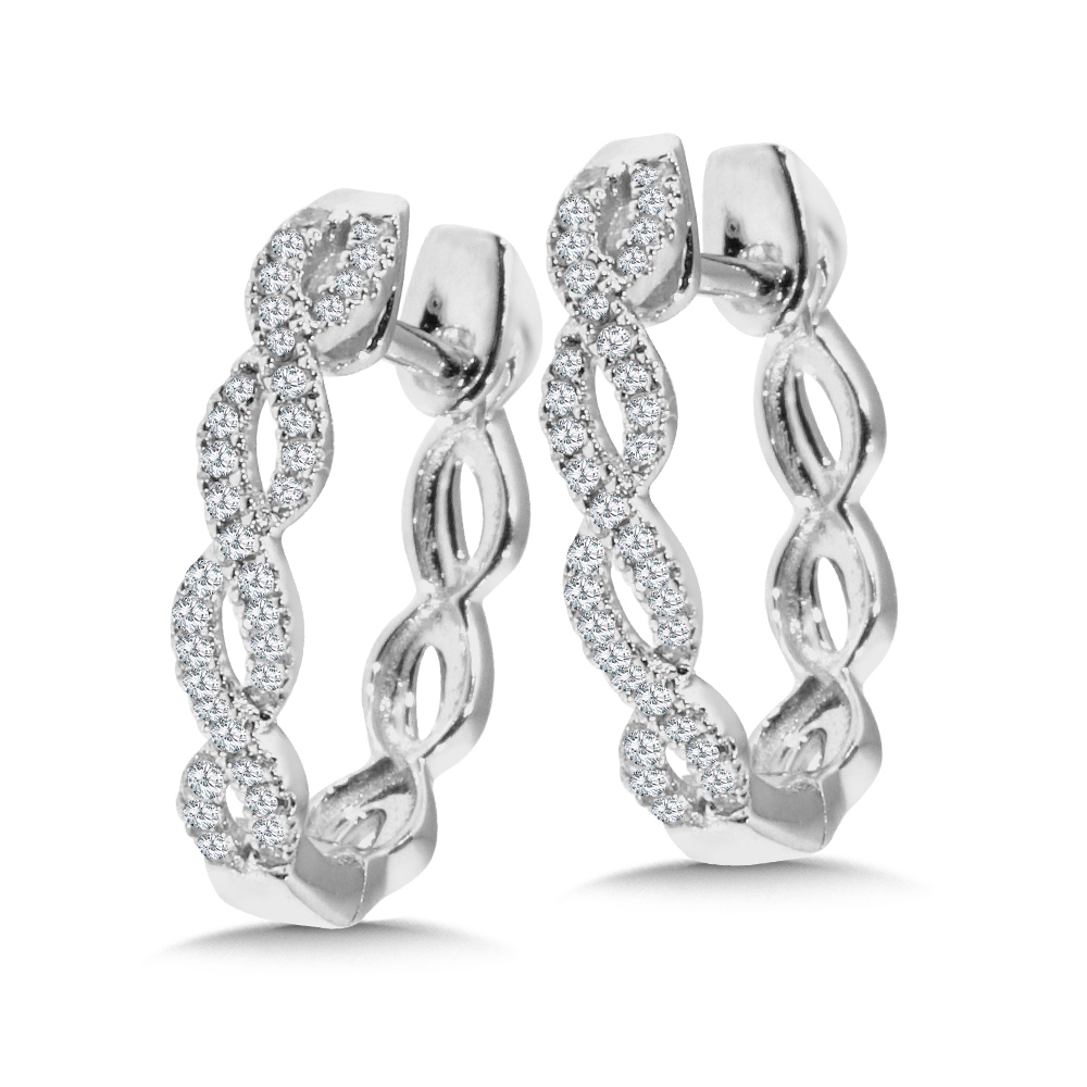 White Gold 1/4ctw Diamond Twist Hoop Earrings