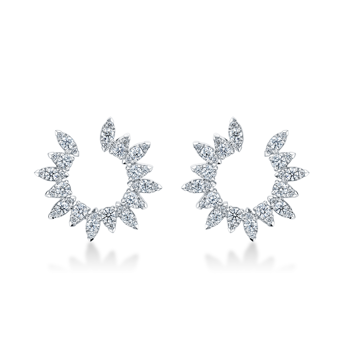 HEARTS ON FIRE 2 1/2ctw Diamond Sunburst Wrap White Gold Earring Large l Aerial