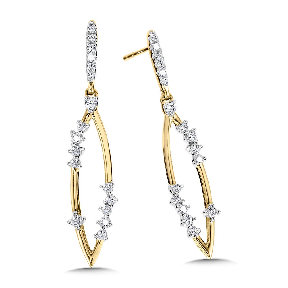 Yellow Gold 1/4ctw Diamond Marquise-shaped Dangle Earring l Constellation