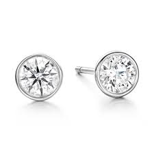 HEARTS ON FIRE 1/3ctw Diamond White Gold Bezel Stud Earrings l Classic