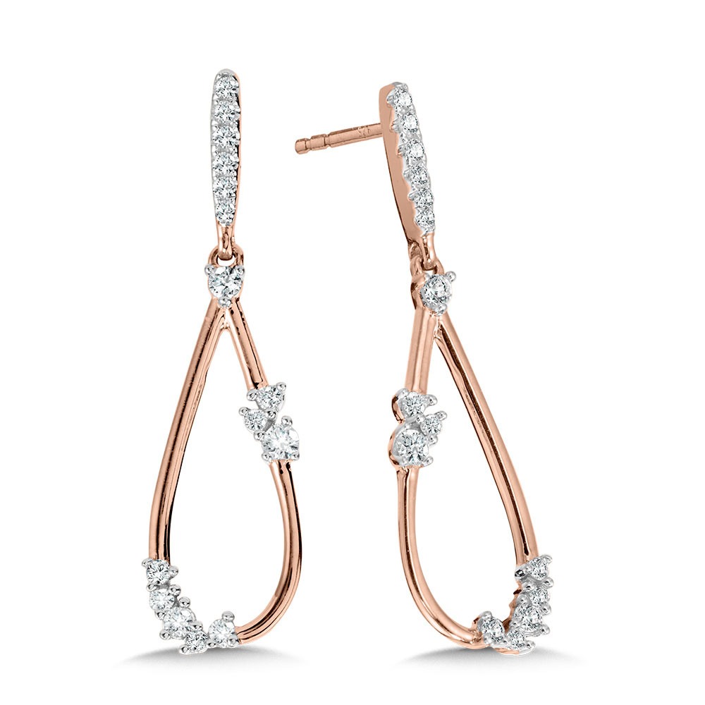 Scattered 1/4ctw Diamond Rose Gold Pear-shaped Dangle Earrings | Constellation