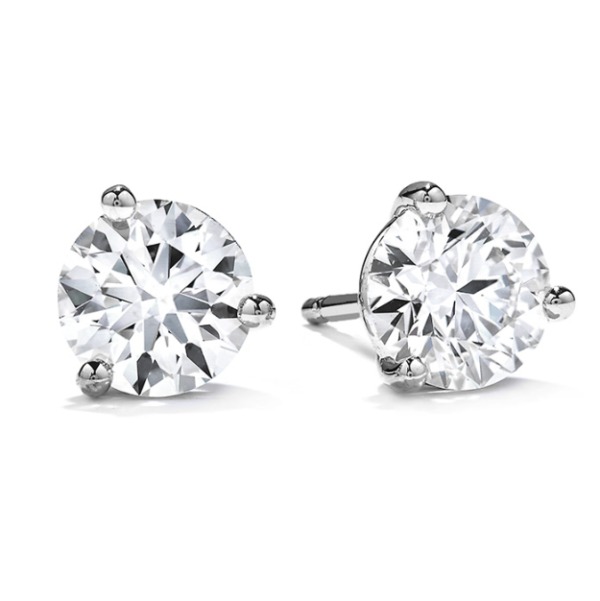 HEARTS ON FIRE 1/2ctw Diamond Three Prong White Gold Stud Earrings