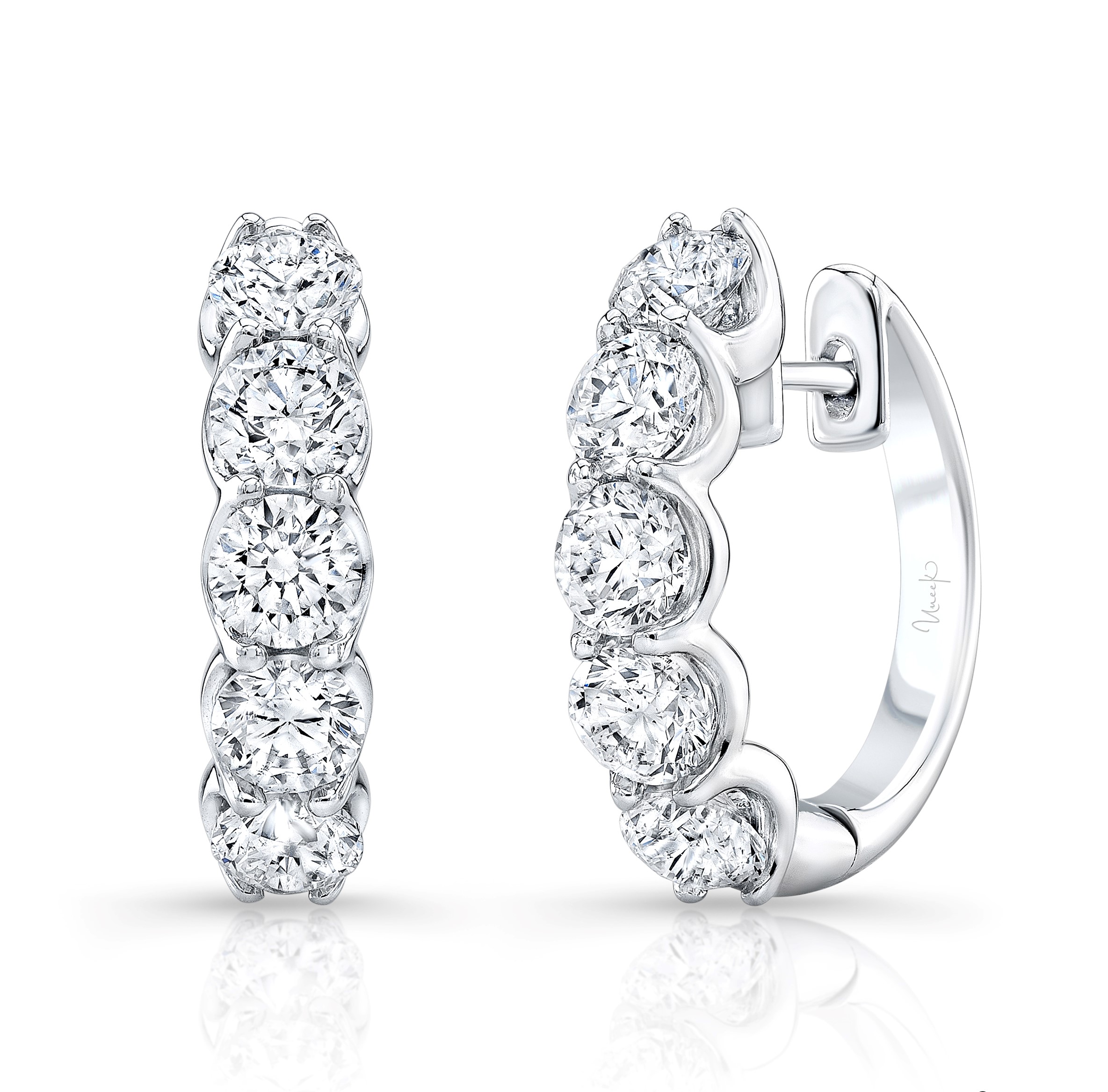 3ctw White Gold Diamond Hoop Earrings l Uneek