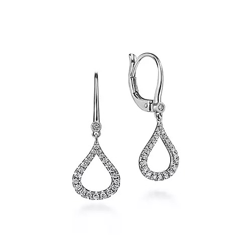 White Gold 1/4ctw Diamond Pave Droplet Earrings