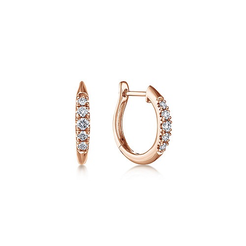 Rose Gold 1/5ctw Classic Round Diamond Hoop Earrings