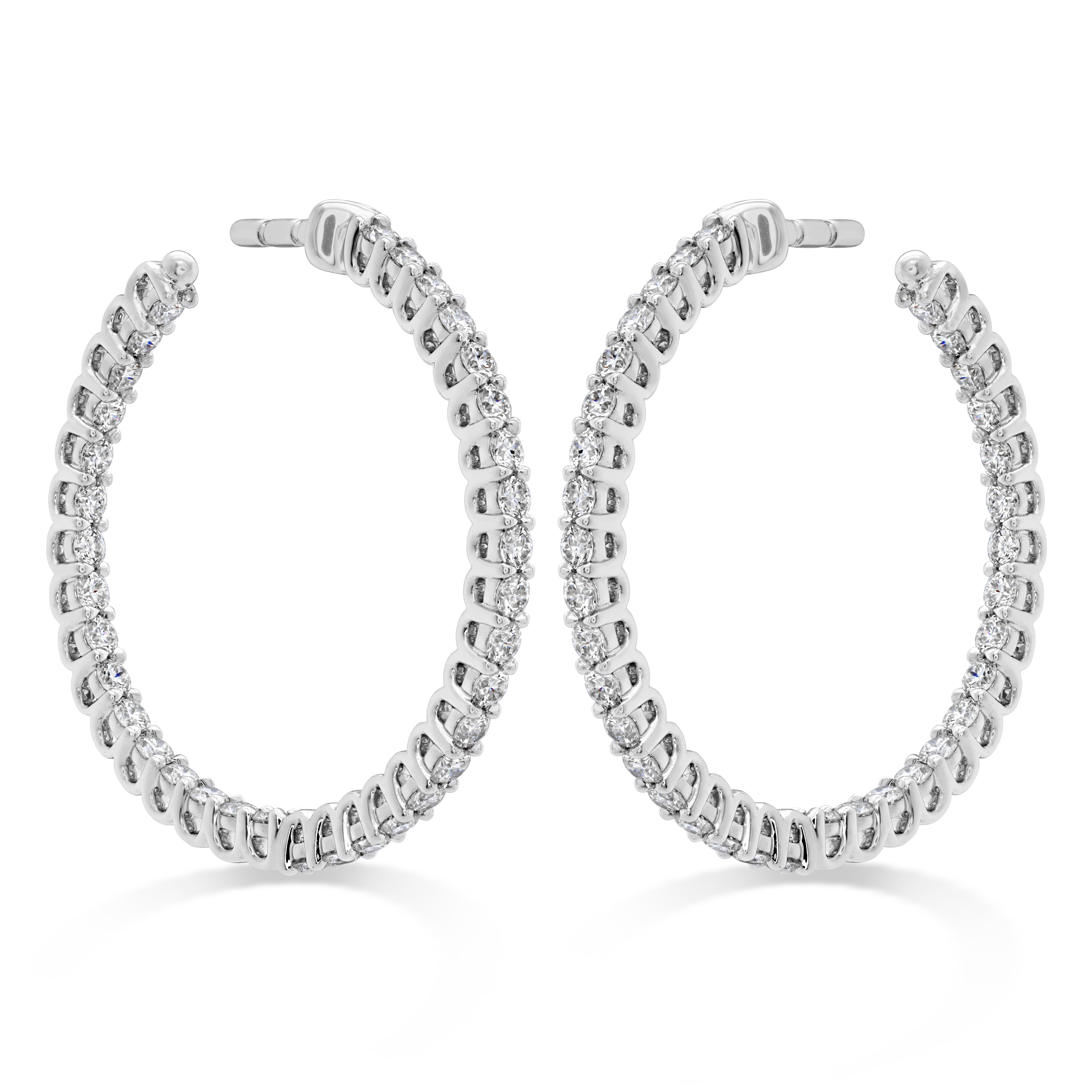 HEARTS ON FIRE White Gold 9/10ctw Diamond Inside Out Hoop Earrings