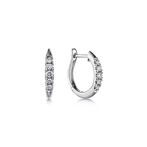 White Gold 1/5ctw Classic Round Diamond Hoop Earrings