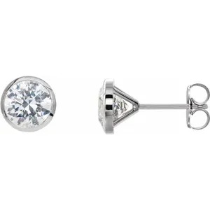 White Gold 3/4ctw Natural Diamond Bezel-Set Stud Earrings