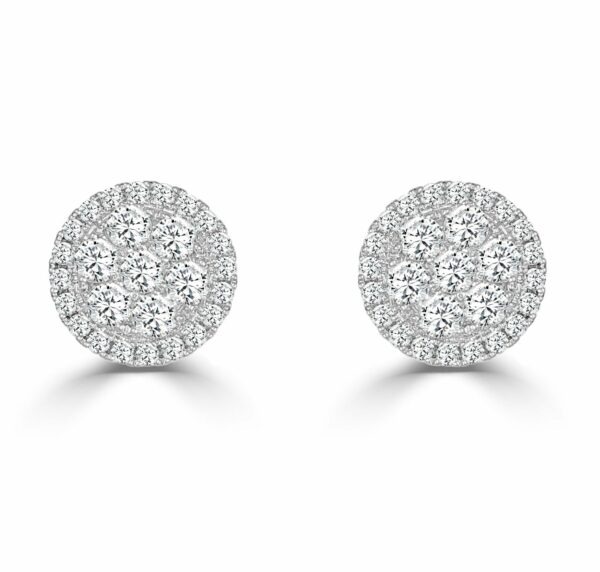 FREDERIC SAGE 1ctw Diamond Cluster White Gold Stud Earrings l Firenze