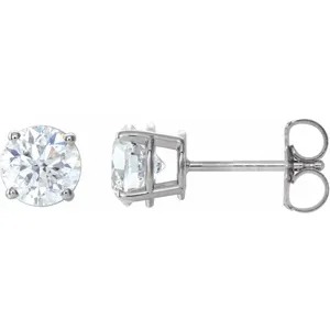 14K White 2CTW Natural Diamond Stud Earrings with Friction Post