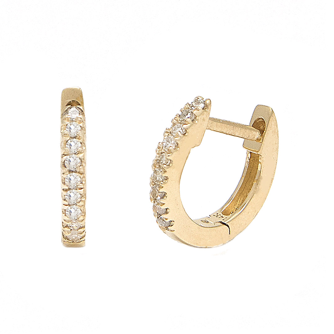 .06ctw IJ I1 14KY Single Cut Diamond Huggie Hoop Earrings
