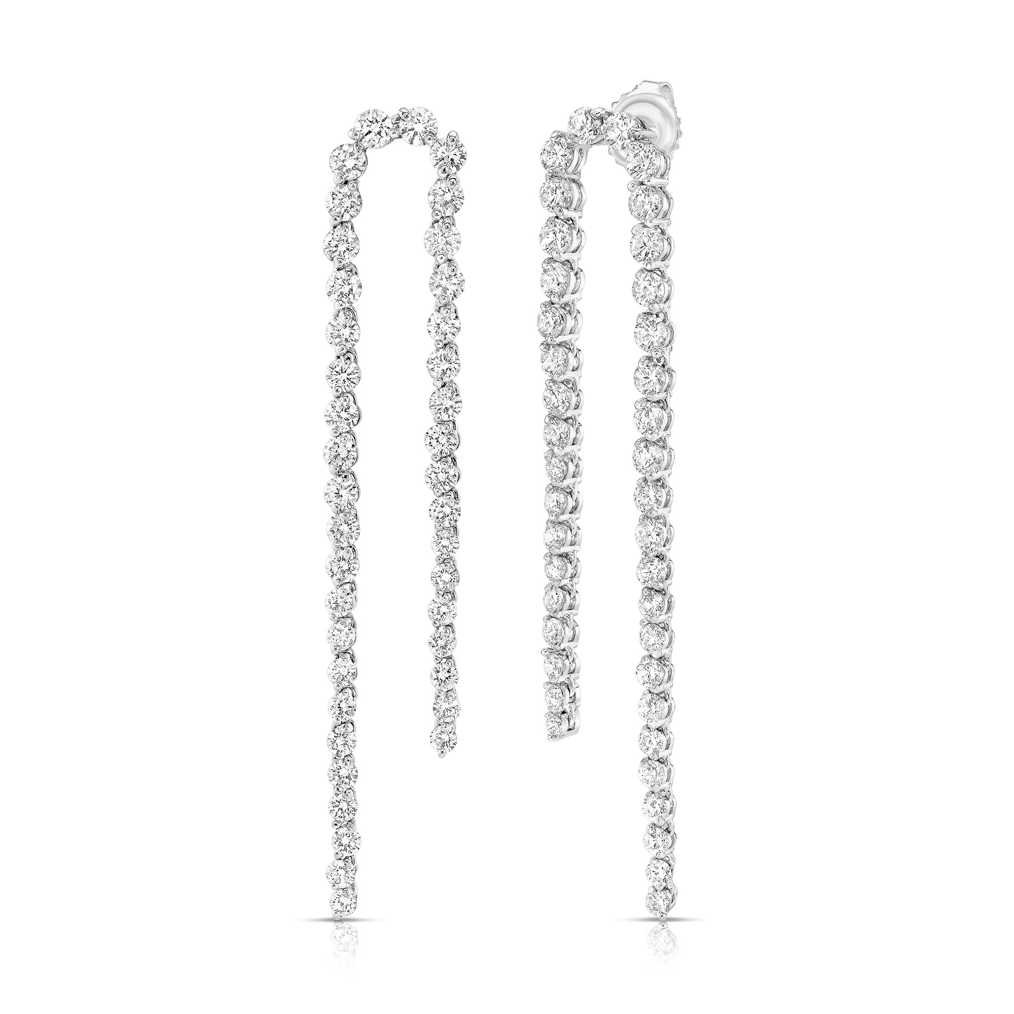 White Gold 4ctw Diamond Double Line Drop Earrings