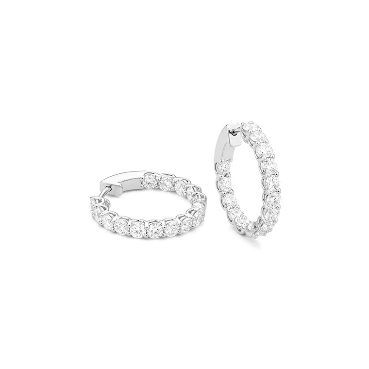 CZ SAMPLE 14kw 2.90ctw H/SI Shared Prong Hoop Earrings 28D