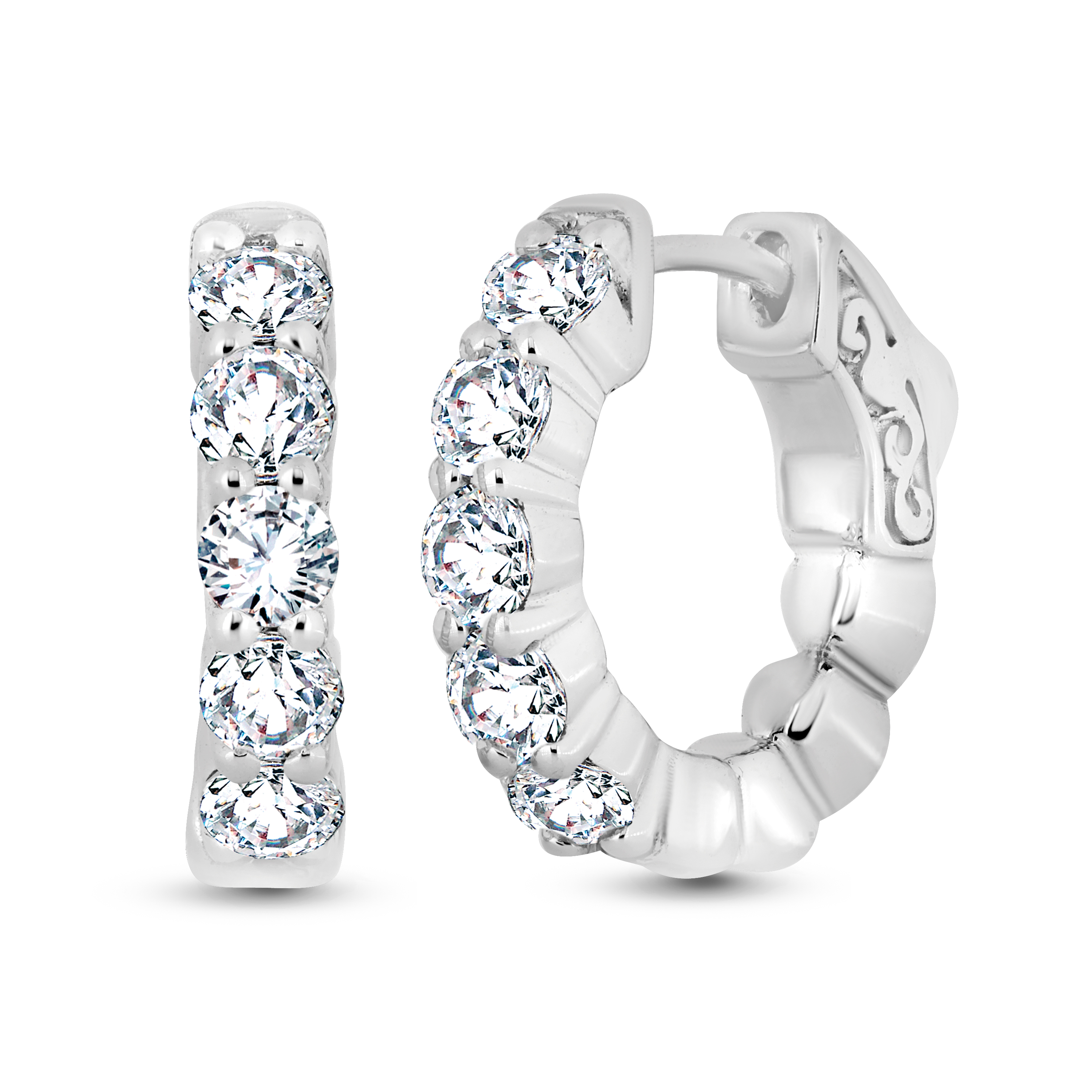 White Gold 1ctw Diamond Hoop Earrings