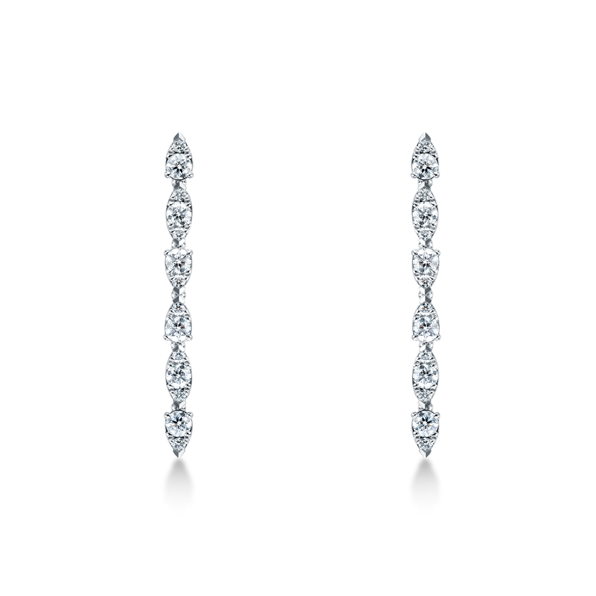 1 1/5ctw White Gold Aerial Dewdrop Stiletto Diamond Earrings l HEARTS ON FIRE