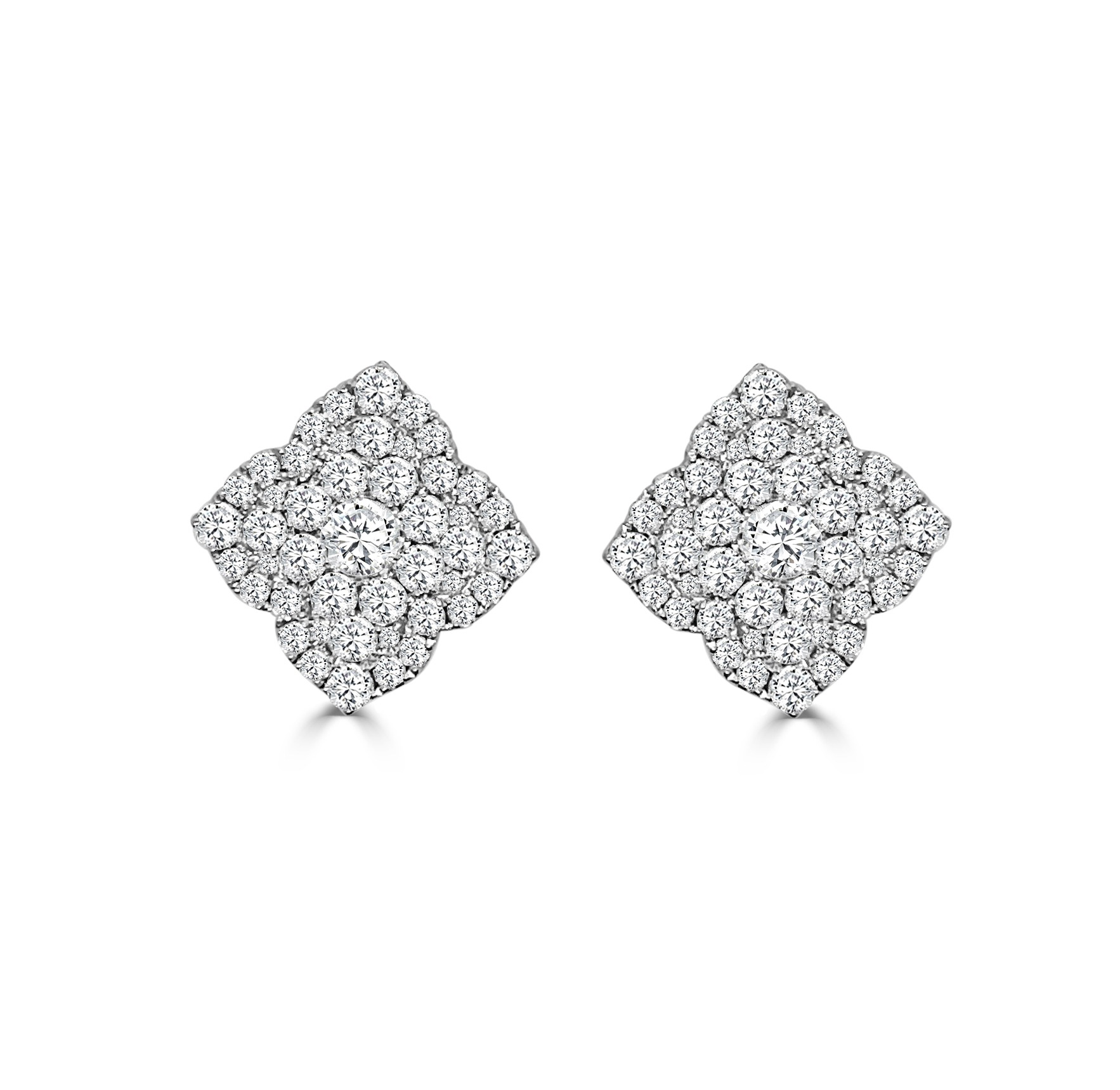 2 1/5ctw Diamond Cluster Clover Stud Earrings l FREDERIC SAGE
