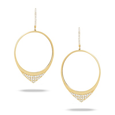 Yellow Gold 3/5ctw Diamond Circle Dangle Earrings l DOVES