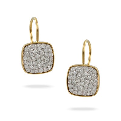 4/5ctw Diamond Cluster Cushion Shaped Drop Two-Tone Earrings l DOVES