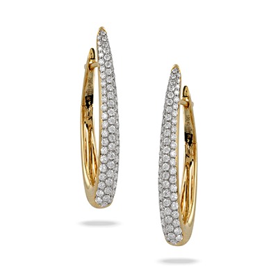 1 1/5ctw Diamond Pave Two-Tone Hoop Earrings l DOVES