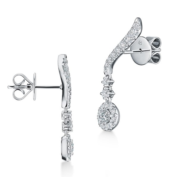 HEARTS ON FIRE Vela Diamond Drop Earrings in 18K White Gold