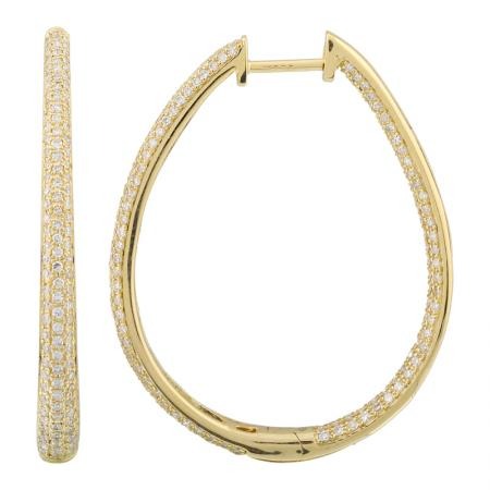 Yellow Gold 1 3/20ctw Diamond Pave Tapered In-and-Out Hoop Earring