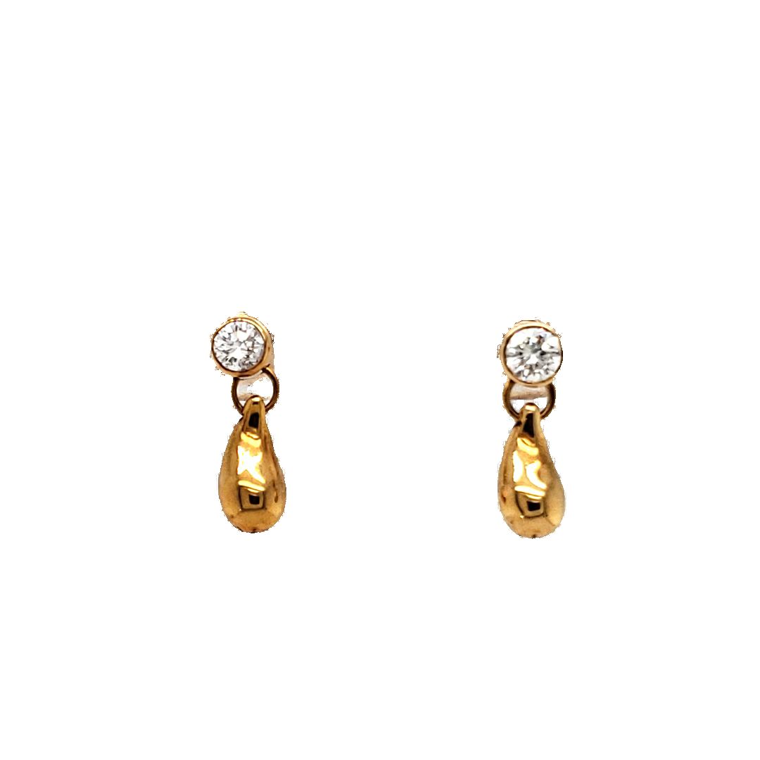 Tiffany & Co. Elsa Peretti Teardrop Earrings Yellow Gold and Diamonds l Pre-Owned