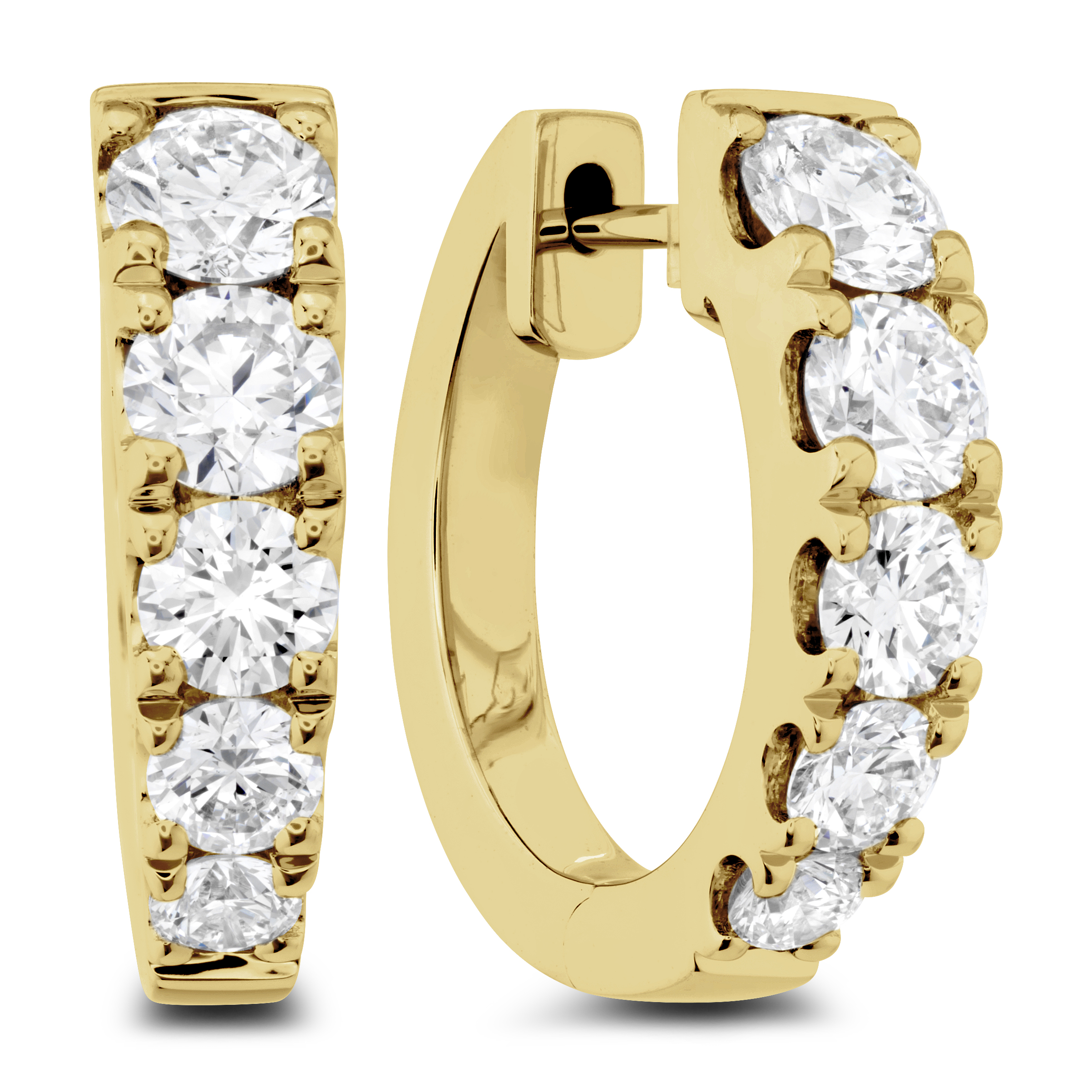 Yellow Gold 1ctw Diamond Graduated Hoop Earrings l MEMOIRE