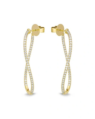 Yellow Gold 1ctw Diamond Twist Shared Prong Hoop Earrings l MEMOIRE