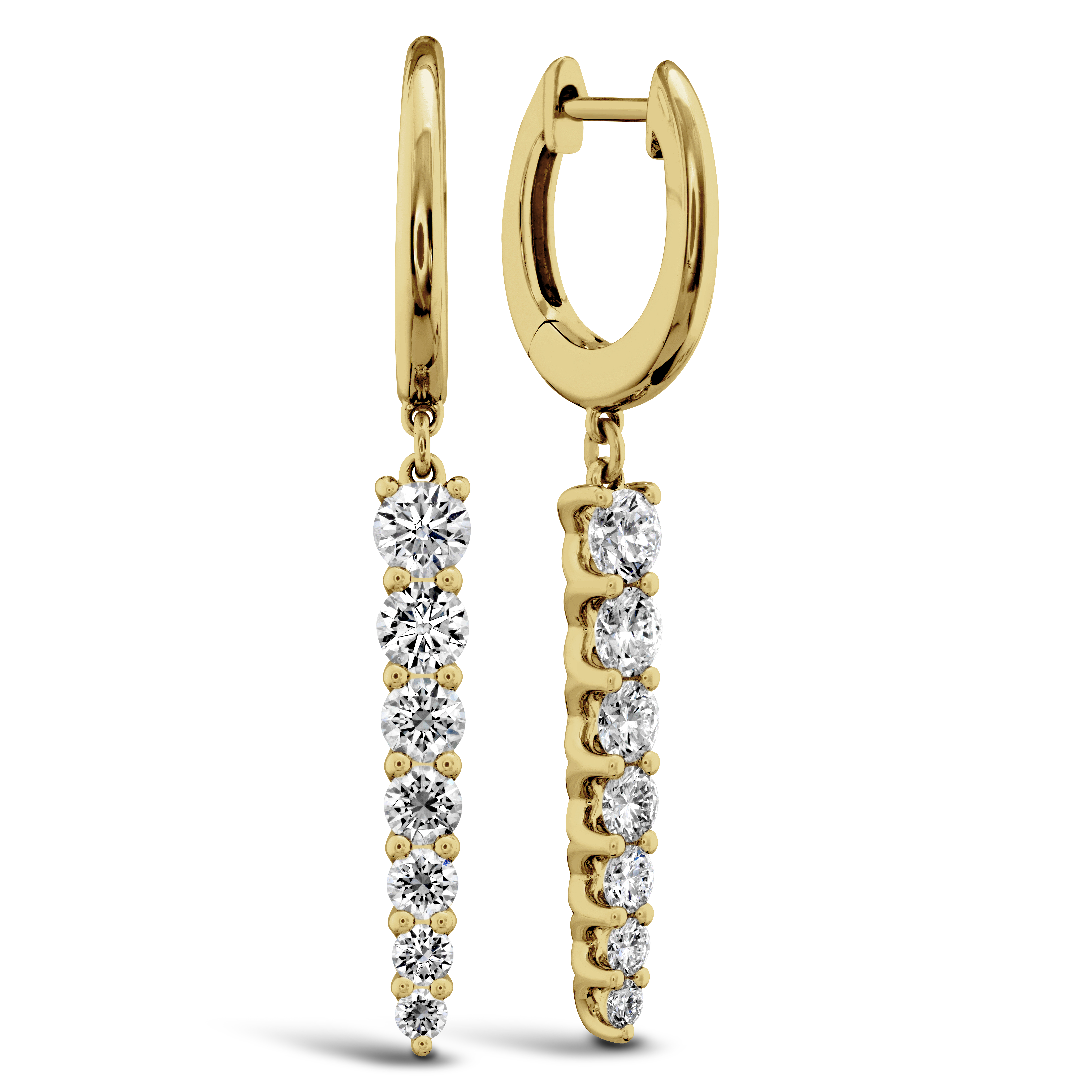 Yellow Gold 1ctw Diamond Identity Drop Earrings l MEMOIRE