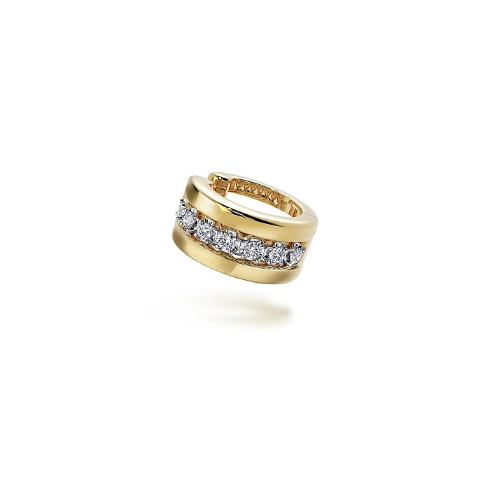 Yellow Gold 3/20ctw Wide Diamond Ear Cuff