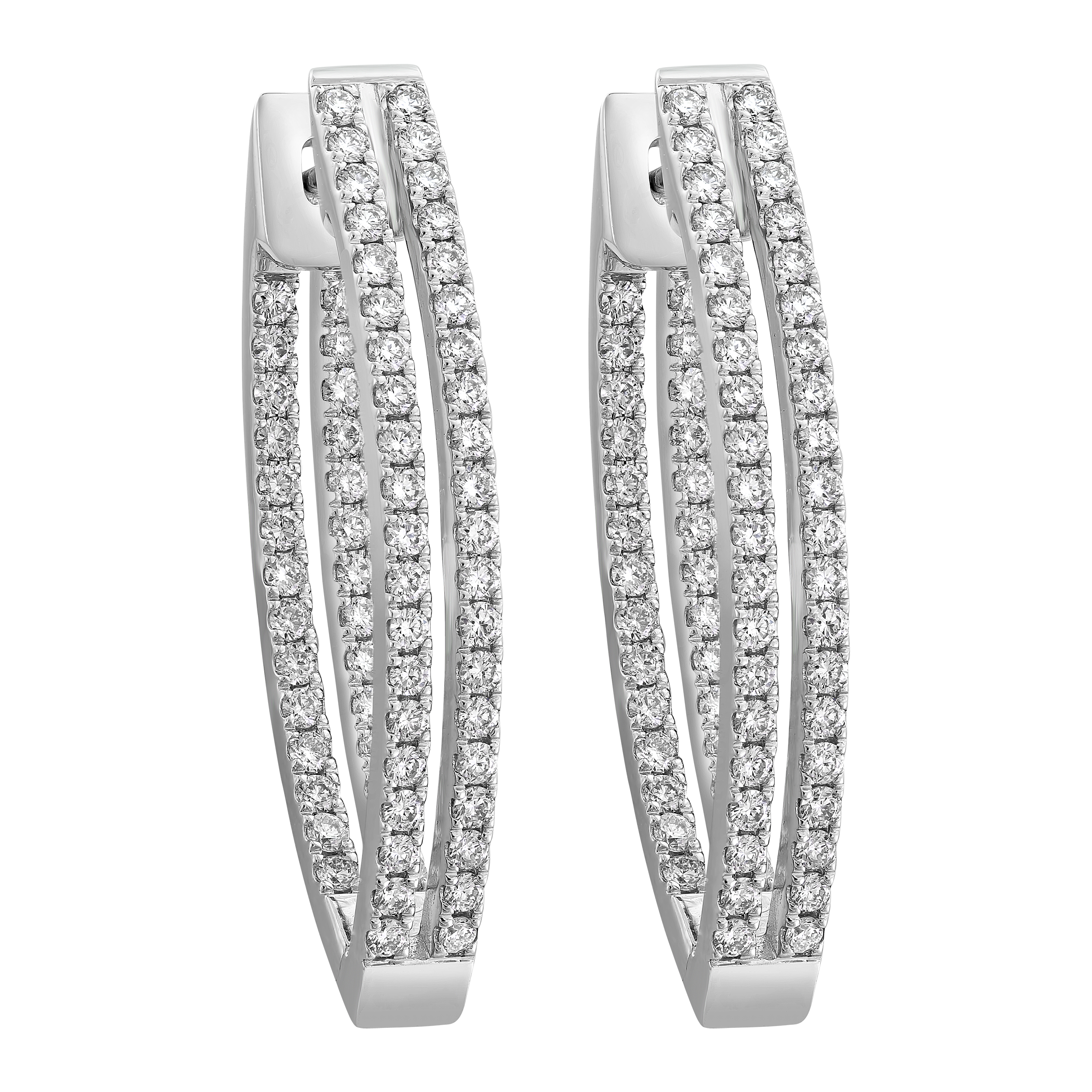 White Gold 2ctw Diamond Hoop Earrings