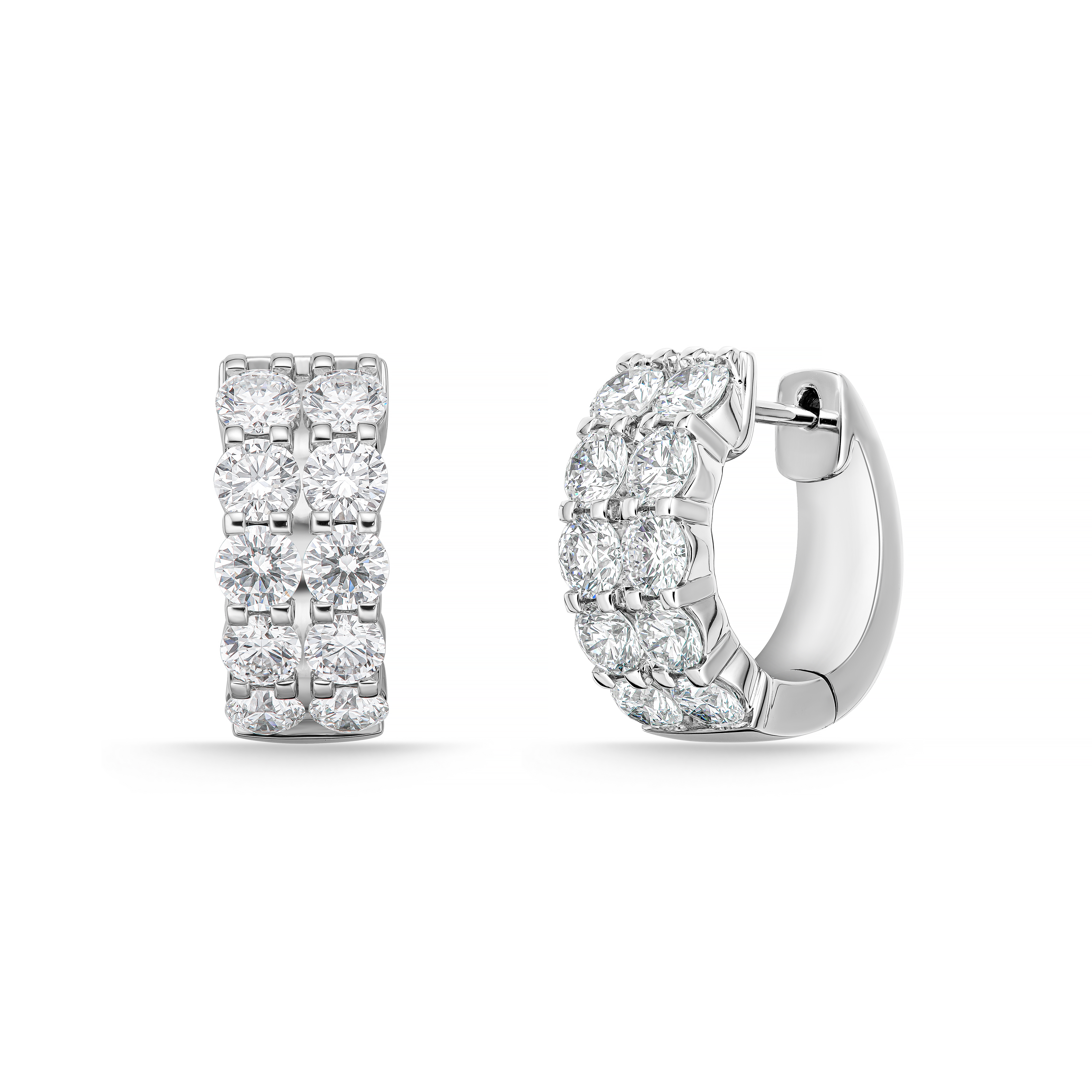 White Gold 2ctw Diamond Double Row Hoop Earrings l MEMOIRE