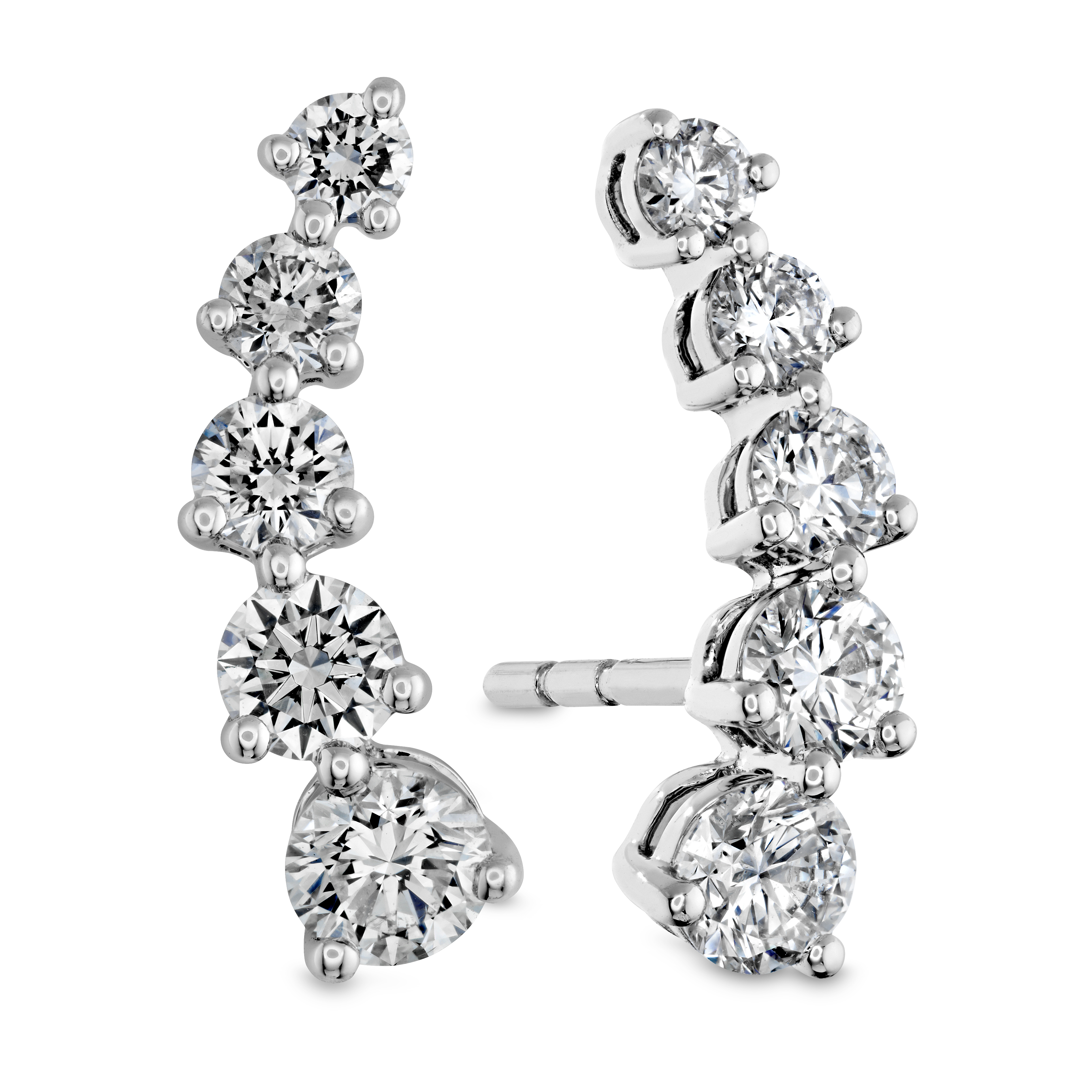 White Gold 7/10ctw Curved 5 Stone Diamond Stud Earrings l MEMOIRE